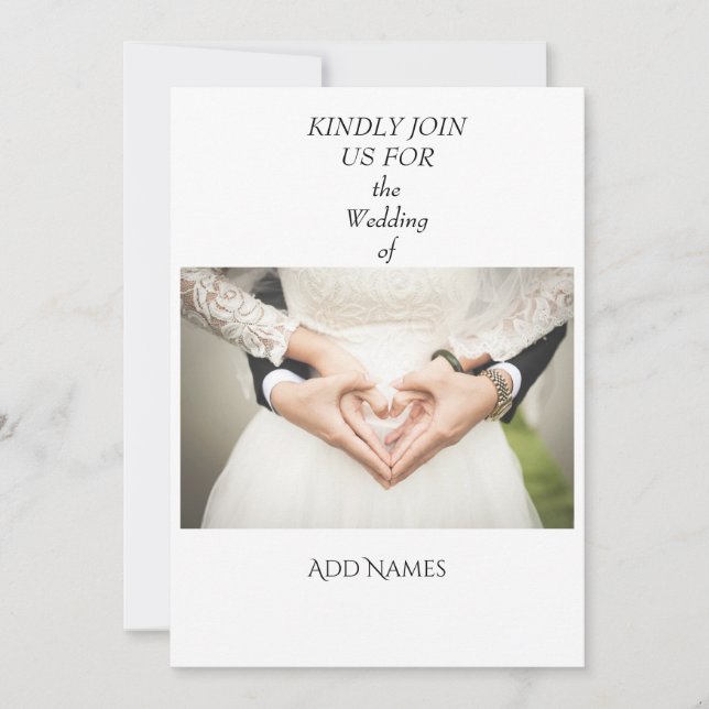 Simple Elegant Personalised Wedding Invitation (Front)