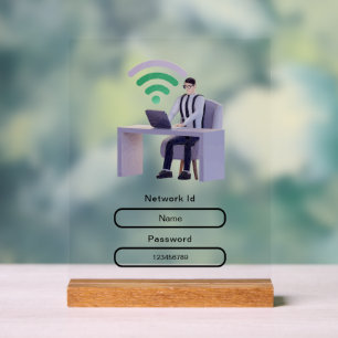 Simple Elegant Personalised Wifi Network Password Acrylic Sign
