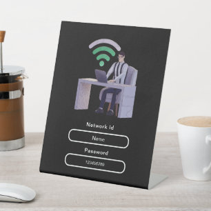 Simple Elegant Personalised Wifi Network Password Pedestal Sign