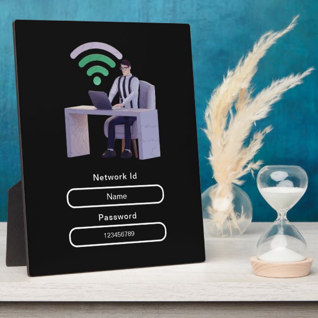Simple Elegant Personalised Wifi Network Password Plaque (Side)