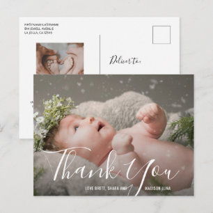 Simple Elegant Photo Baby Shower Thank You Postcard