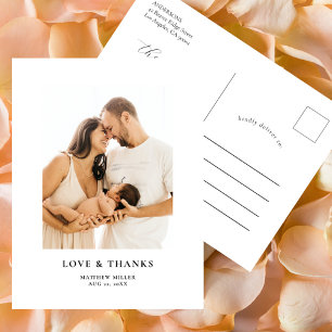 Simple Elegant Photo Baby Shower Thank You Postcard