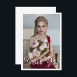 Simple Elegant Photo Bat Mitzvah Birthday Thank You Card<br><div class="desc">Simple Elegant Photo Bat Mitzvah Birthday Thank You Card features the elegant text "Thank You" in white calligraphy script on the front with your personalised message on the reverse. Personalise by editing the text in the text boxes. Designed by ©Evco Studio www.zazzle.com/store/evcostudio</div>