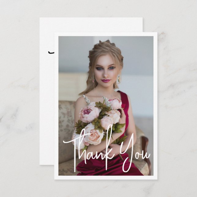 Simple Elegant Photo Bat Mitzvah Birthday Thank You Card (Front/Back)