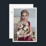 Simple Elegant Photo Bat Mitzvah Birthday Thank You Card<br><div class="desc">Simple Elegant Photo Bat Mitzvah Birthday Thank You Card features the elegant text "Thank You" in white calligraphy script on the front with your personalised message on the reverse. Personalise by editing the text in the text boxes. Designed by ©Evco Studio www.zazzle.com/store/evcostudio</div>