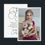 Simple Elegant Photo Bat Mitzvah Birthday Thank You Card<br><div class="desc">Simple Elegant Photo Bat Mitzvah Birthday Thank You Card features the elegant text "Thank You" in white calligraphy script on the front with your personalised message on the reverse. Personalise by editing the text in the text boxes. Designed by ©Evco Studio www.zazzle.com/store/evcostudio</div>
