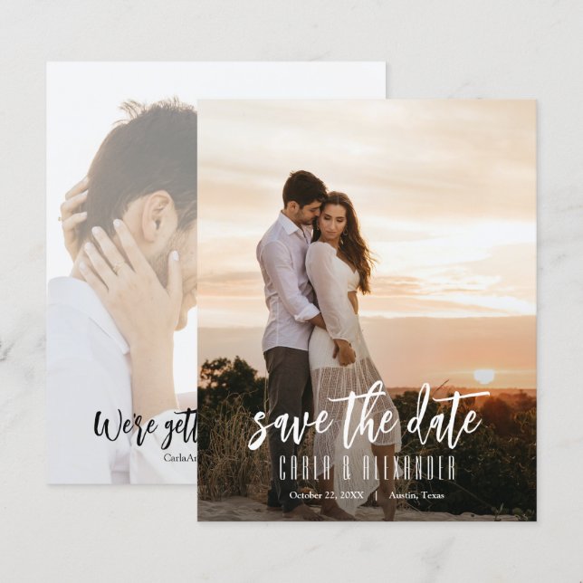 Simple Elegant Photo Budget Wedding Save The Date (Front/Back)