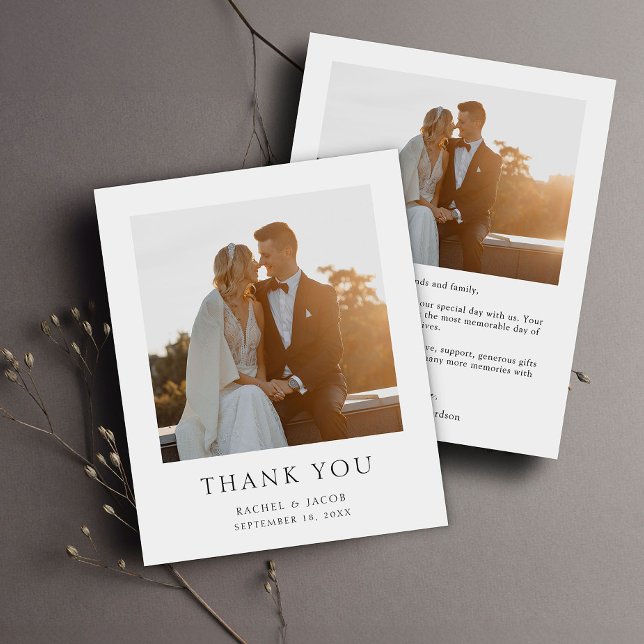 Simple Elegant Photo Budget Wedding Thank You Card (Creator Uploaded)