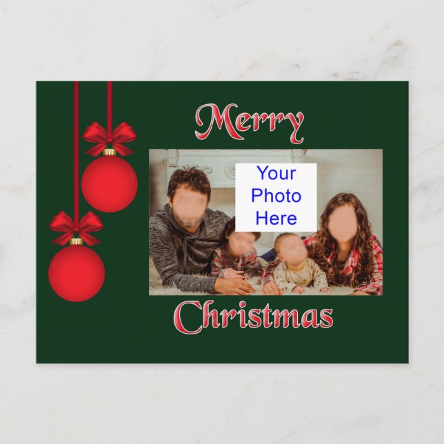 Simple Elegant Photo Christmas Post Card (Front)