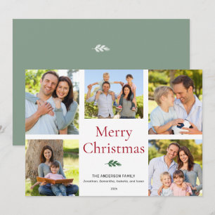 Simple Elegant Photo Collage Merry Christmas Holiday Card