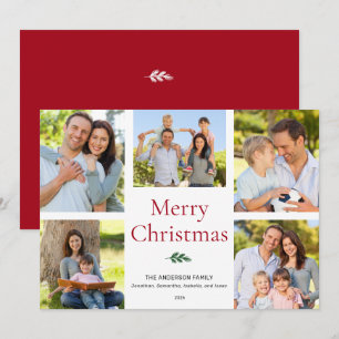 Simple Elegant Photo Collage Merry Christmas Holiday Card