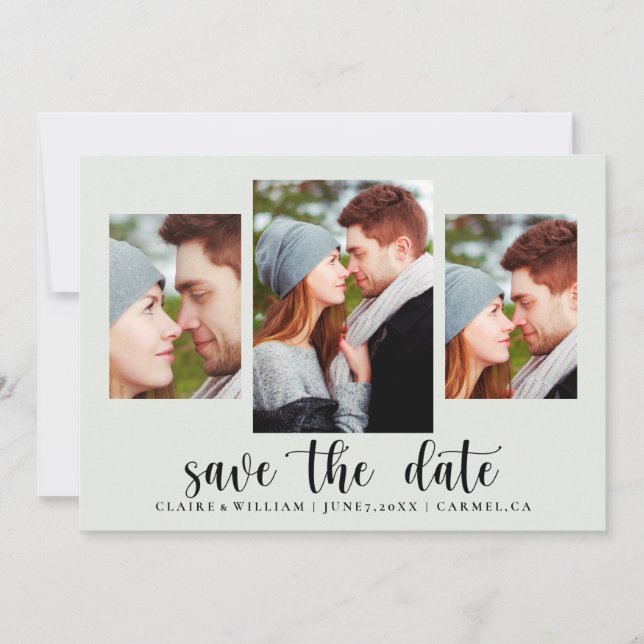Simple Elegant Photo Collage Save the Date Card (Front)
