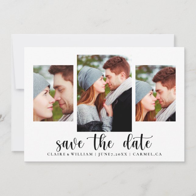 Simple Elegant Photo Collage Save the Date Card (Front)