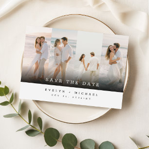 Simple Elegant Photo Collage Wedding Save The Date Invitation