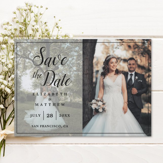Simple Elegant Photo Collage Wedding Save The Date Magnetic Invitation (Creator Uploaded)