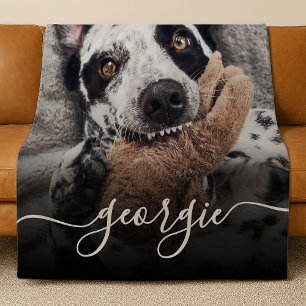 Simple Elegant Photo & Elegant Script Custom Text Fleece Blanket