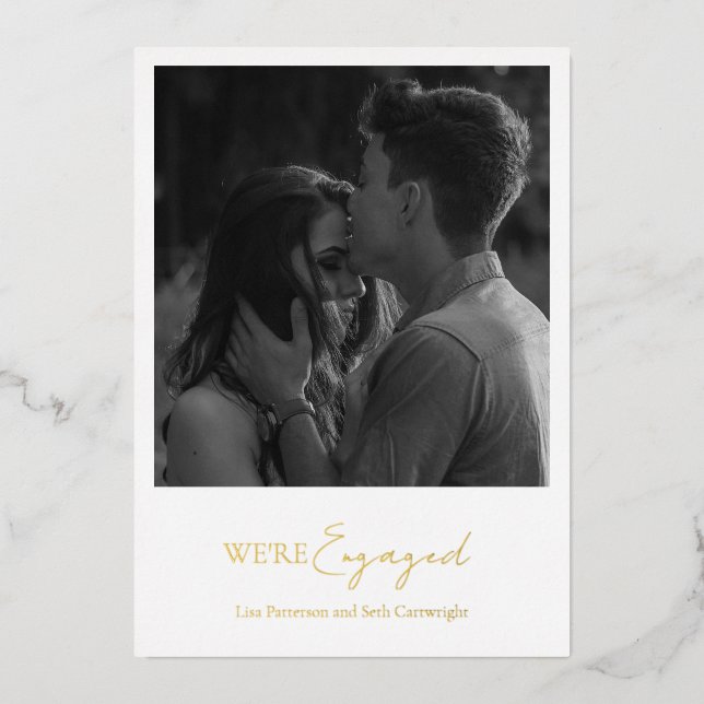 Simple Elegant Photo Engagement Party Gold (Front)