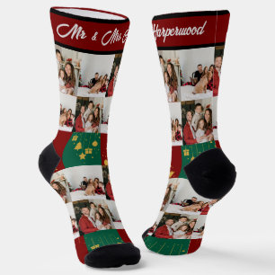 Simple Elegant Photo Family Christmas Mr & Mrs Socks