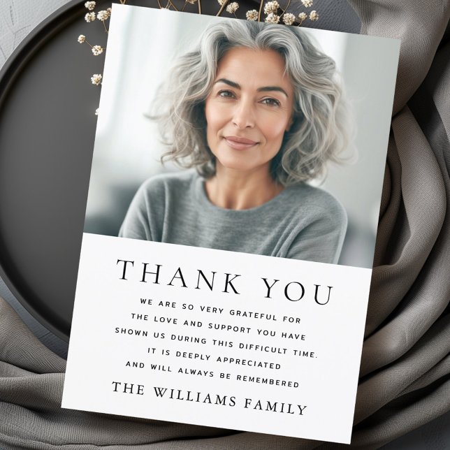 Simple elegant photo funeral sympathy thank you card (Simple elegant photo funeral sympathy thank you card)