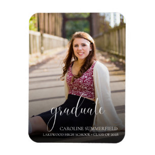 Simple Elegant Photo Graduation Announcement Magnet