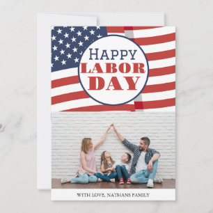 Simple Elegant Photo Happy Labour Day with USA fla