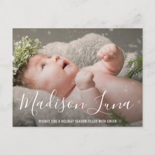 Simple Elegant Photo Holiday Birth Announcement