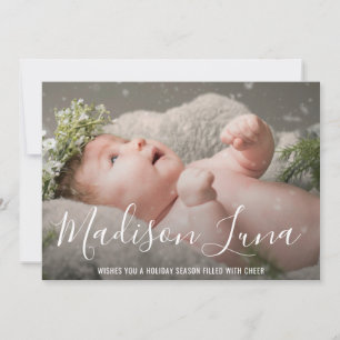 Simple Elegant Photo Holiday Birth Announcement