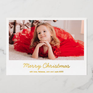 Simple Elegant Photo Modern Christmas Foil Holiday Card