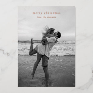 Simple Elegant Photo Modern Christmas Foil Holiday Card