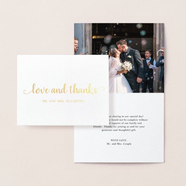Simple Elegant Photo Modern Wedding Foil Card (Display)