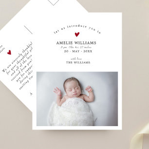 Simple Elegant Photo New Baby Announcement Postcard