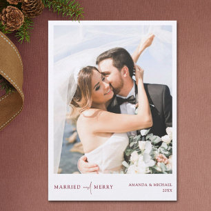 Simple Elegant Photo Newlywed Christmas Holiday Card