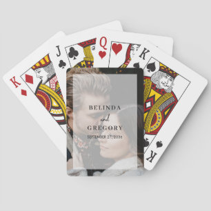 Simple Elegant Photo Overlay Script Wedding Favour Playing Cards
