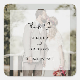 Simple Elegant Photo Overlay Script Wedding Square Sticker