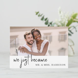 Simple Elegant Photo Reception Just Married Invitation