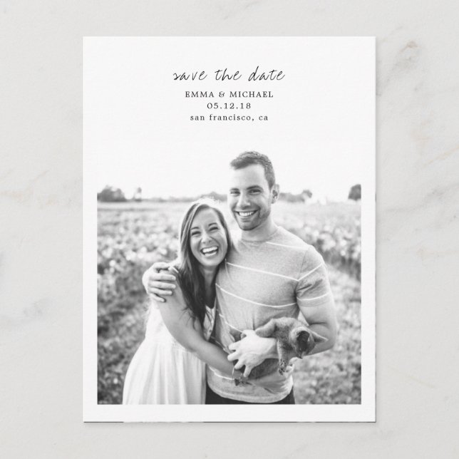 Simple & Elegant Photo Save the Date Announcement Postcard (Front)