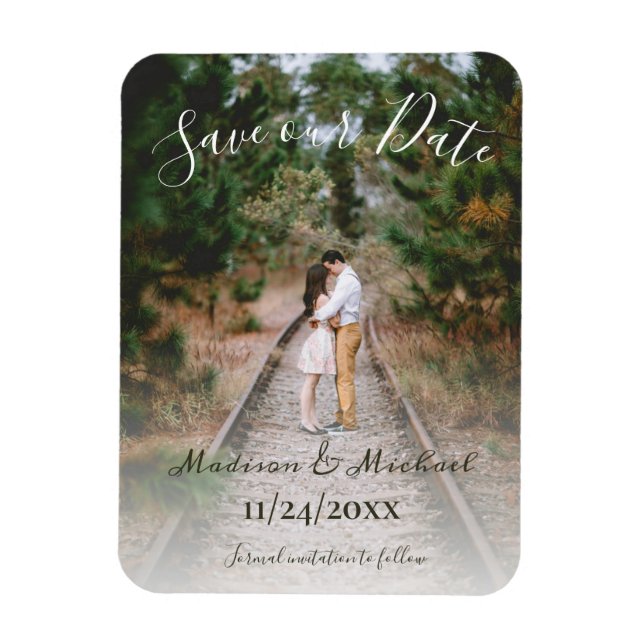 Simple Elegant Photo Save the Date Magnet (Vertical)