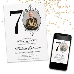 Simple Elegant Photo Surprise 70th Birthday Party Invitation