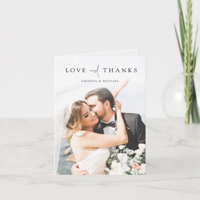 Simple Elegant Photo Thank You Wedding Card (Front)
