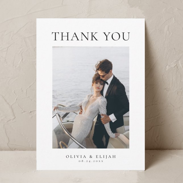Simple Elegant Photo W Note Wedding Thank You Card (Creator Uploaded)