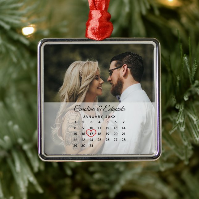 Simple Elegant Photo Wedding Anniversary Calendar Metal Tree Decoration (Tree)