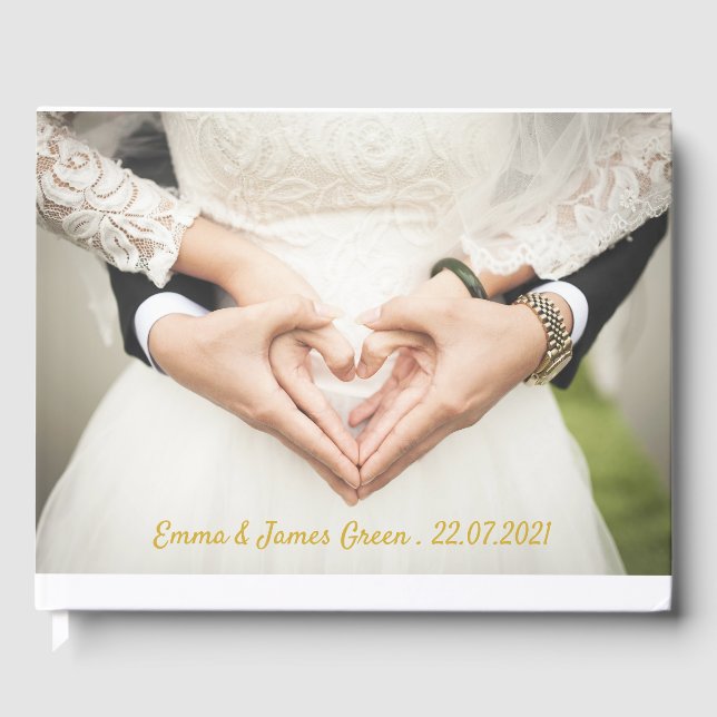 Simple Elegant Photo Wedding Guest Book (Front)