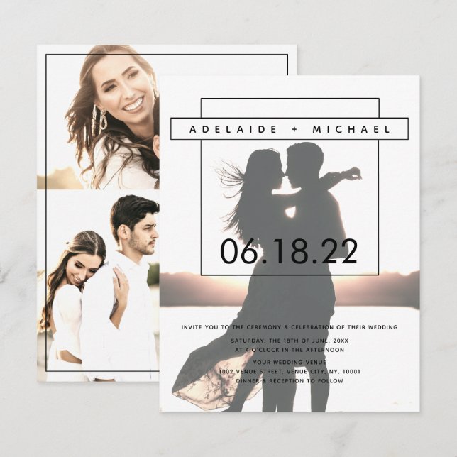 Simple Elegant Photo Wedding Invitation (Front/Back)