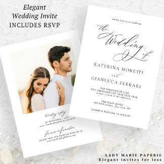 Simple Elegant Photo Wedding Invitation with RSVP
