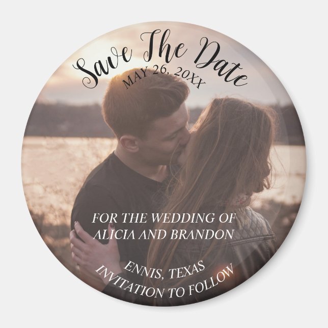 Simple Elegant Photo Wedding Modern Rustic Magnet (Front)