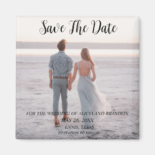 Simple Elegant Photo Wedding Modern Whimsy Magnet