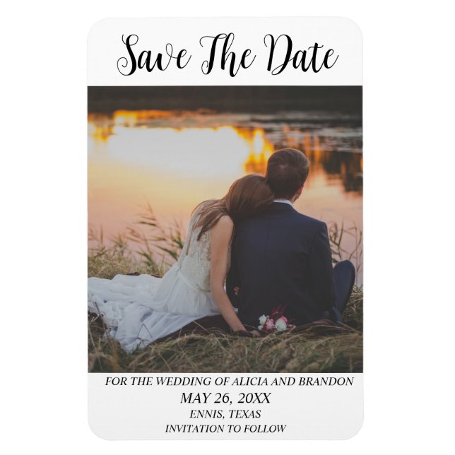 Simple Elegant Photo Wedding Modern Whimsy Magnet (Vertical)