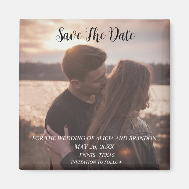 Simple Elegant Photo Wedding Modern Whimsy Magnet (Front)