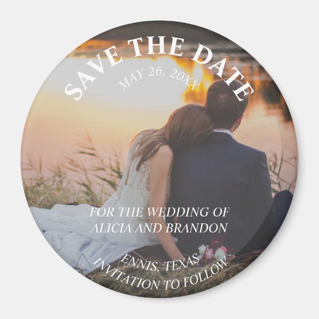 Simple Elegant Photo Wedding Modern Whimsy Magnet (Front)