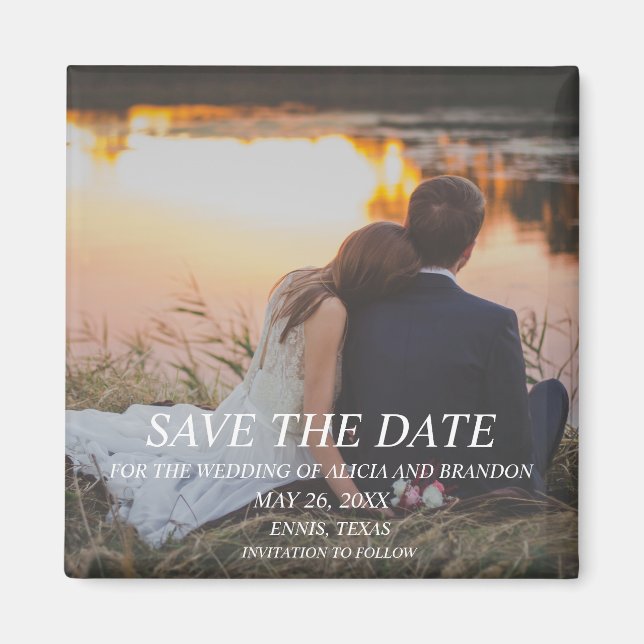 Simple Elegant Photo Wedding Modern Whimsy Magnet (Front)